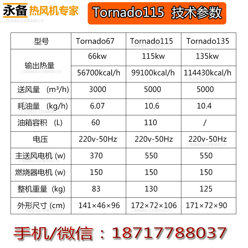 Tornado115技術(shù)參數(shù)
